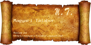 Magyari Talabor névjegykártya